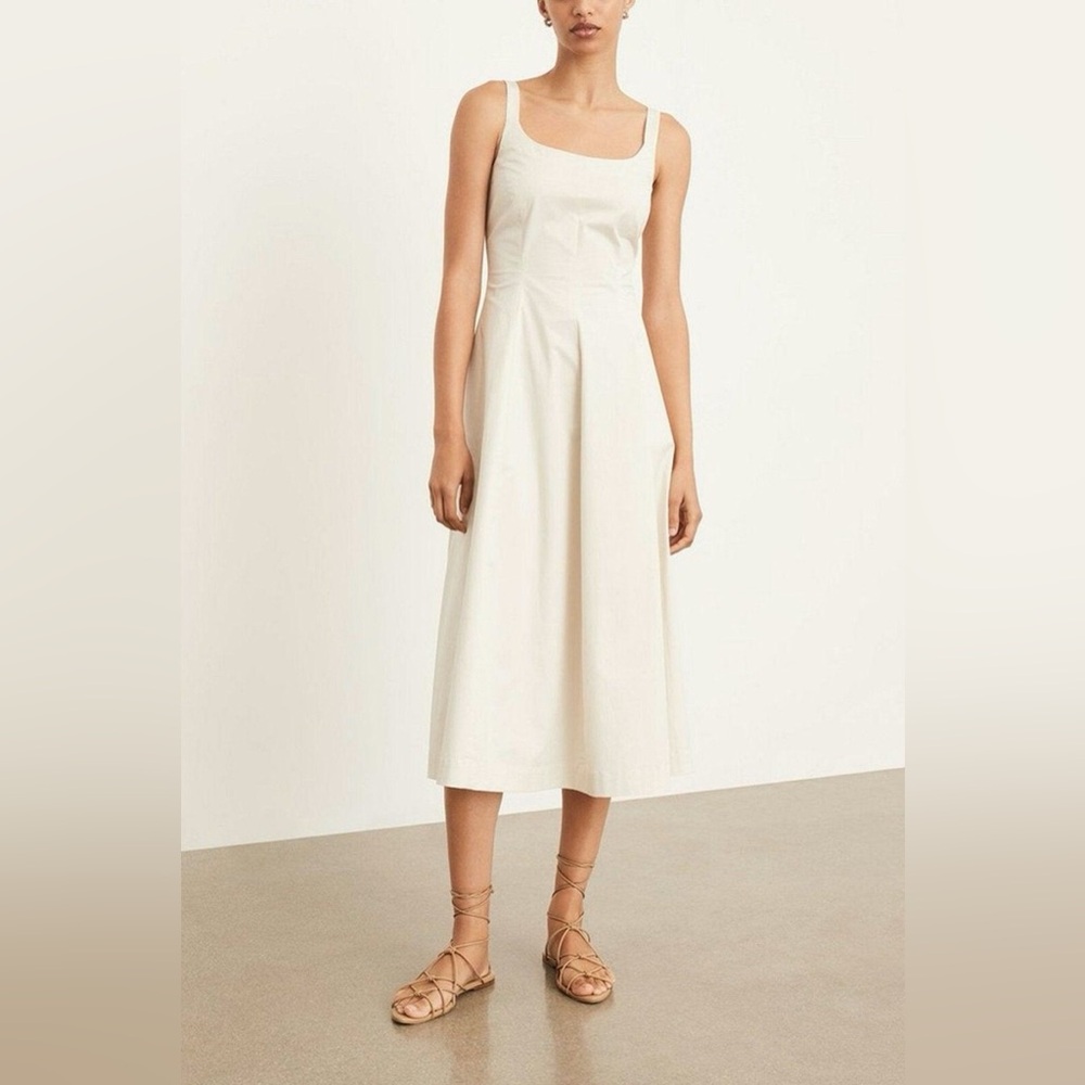 Vince Paneled‎ Slip Cotton Dress Size 6 In Pampas Ivory Cream